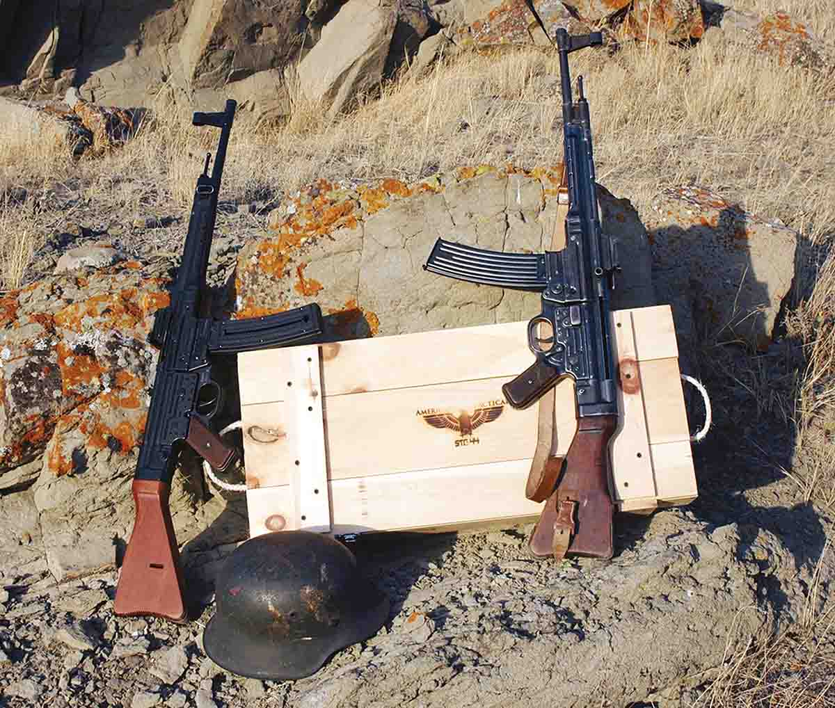 The German company GMG produces a .22 LR version of the Sturmgewehr. It is shown at left along with Mike’s original MP44.